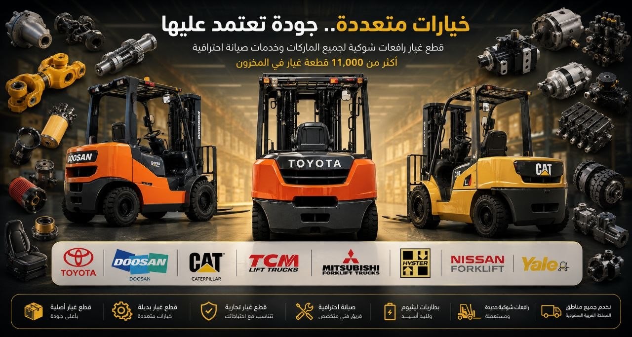 قطع غيار رافعات شوكية أصلية وبديلة في مستودع MCFT KSA بالرياض